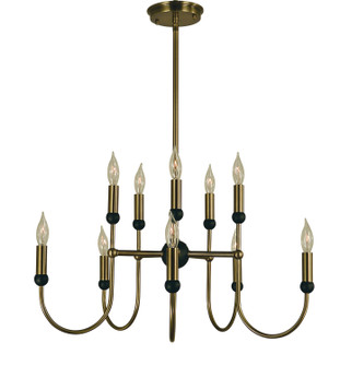 Nicole Ten Light Chandelier in Satin Pewter with Polished Nickel (8|4795 SP/PN)