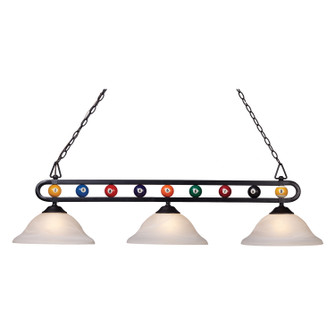 Billiard Motif Three Light Linear Chandelier in Matte Black (45|BIS9300)