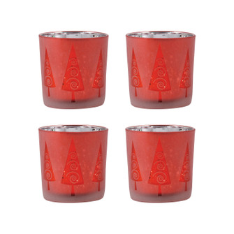 Modern Trees Tree Votives (Set Of 4) in Frosted Red (45|394560/S4)