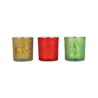 Festival Votives (Set Of 3) in Champage, Green, Red, Green, Red (45|392542)