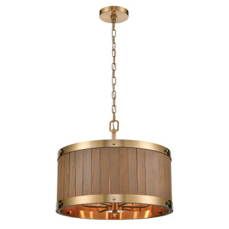 Wooden Barrel Six Light Chandelier in Satin Brass (45|33374/6)