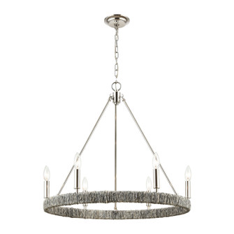 Abaca Six Light Chandelier in Polished Nickel (45|32515/6)