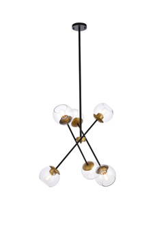 Axl Six Light Pendant in Black And Brass And Clear (173|LD656D24BRK)