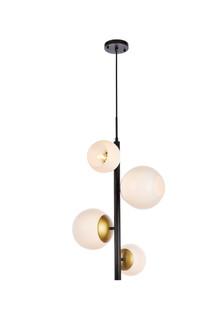 Wells Four Light Pendant in Black And Brass And White (173|LD655D18BRK)
