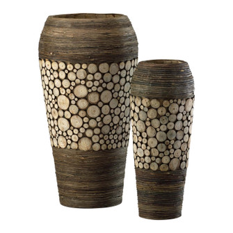 Wood Slice Vases in Birchwood And Walnut (208|02520)
