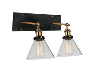 Eustis Two Light Wall Sconce in Black & Gold Brass (401|9735W15-2-101)