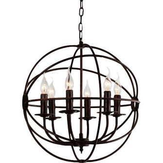 Arza Six Light Chandelier in Brown (401|5464P18DB)