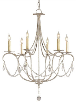 Crystal Six Light Chandelier in Silver Leaf (142|9890)