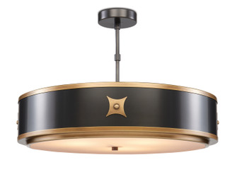 Huntsman Three Light Pendant in Satin Black/Antique Brass/White (142|9000-0171)