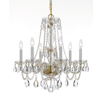 Traditional Crystal Six Light Chandelier in Polished Brass (60|5086-PB-CL-SAQ)