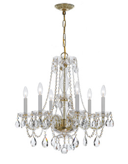 Traditional Crystal Six Light Chandelier in Polished Brass (60|5086-PB-CL-SAQ)