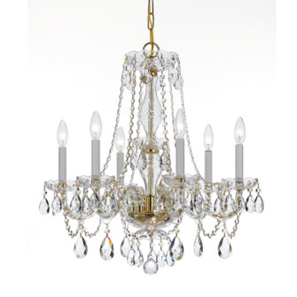 Traditional Crystal Six Light Chandelier in Polished Brass (60|5086-PB-CL-S)