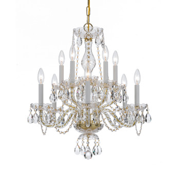 Traditional Crystal Ten Light Chandelier in Polished Brass (60|5080-PB-CL-S)