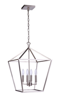 Flynt II Four Light Foyer Pendant in Brushed Polished Nickel (46|56335-BNK)