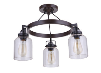 Foxwood Three Light Semi Flush Mount in Flat Black / Dark Teak (46|53653-FBDT)