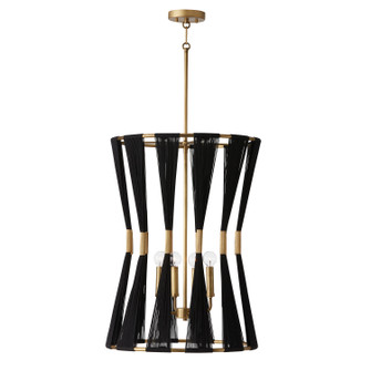 Bianca Four Light Foyer in Black Rope and Patinaed Brass (65|541141KP)