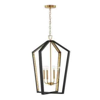 Maren Four Light Pendant in Flat Black and Matte Brass (65|344541KM)