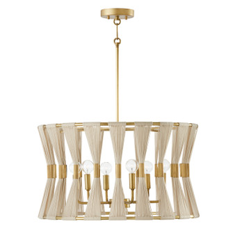 Bianca Six Light Pendant in Bleached Natural Rope and Patinaed Brass (65|341161NP)