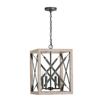 Remi Four Light Pendant in Brushed White Wash and Nordic Iron (65|340441WN)