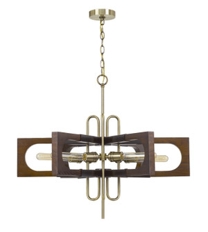 Sneek Six Light Chandelier in Antique Brass/wood (225|FX-3728-6)