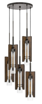 Almeria Five Light Pendant in Pine/Iron (225|FX-3690-5)