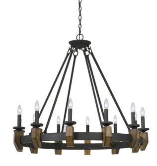 Cruz 12 Light Chandelier in Bronze/Wood (225|FX-3517-12)