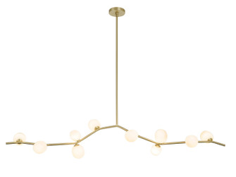 Hampton Ten Light Chandelier in Brushed Brass With White Glass (192|HF4810-WHT)