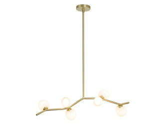 Hampton Six Light Chandelier in Brushed Brass With White Glass (192|HF4806-WHT)