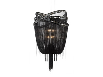 Wilshire Blvd. Six Light Chandelier in Black Chrome/Smoke Crystal (192|HF1609-BLK)