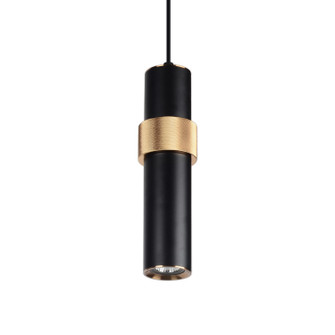 Cicada One Light Pendant in Black With Knurled Brass Accent (192|HF1079-BKB)