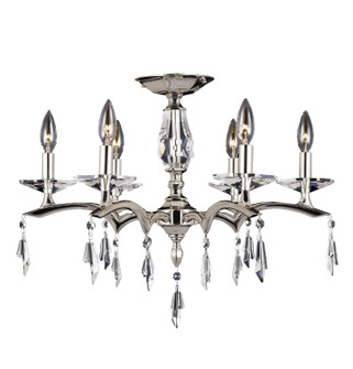 Kaya Six Light Flush Mount in Pewter w/Polished Nickel Accents (183|FM5523-G-37G-38G-ST)
