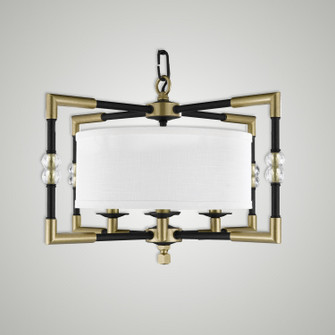 Magro Four Light Chandelier in Pewter w/Polished Nickel Accents (183|CH3702-37G-38G-ST-GL)