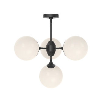 Nouveau Four Light Chandelier in Matte Black/Opal Matte Glass (452|CH505426MBOP)