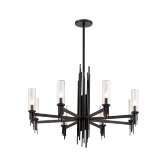 Torres Eight Light Chandelier in Clear Ribbed Glass/Matte Black (452|CH335836MBCR)