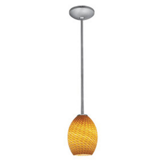 Brandy FireBird One Light Pendant in Brushed Steel (18|28023-1R-BS/AMBFB)