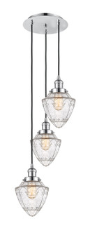 Franklin Restoration Three Light Pendant in Polished Chrome (405|113F-3P-PC-G664-7)