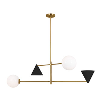 Cosmo Four Light Chandelier in Midnight Black and Burnished Brass (454|AEC1094MBKBBS)