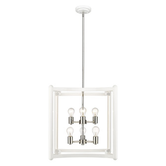 Coyle Six Light Pendant in White with Polished Nickel Cluster (106|IN20041WH)