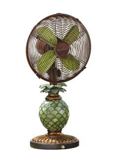 Pineapple 10`` Table Fan in Brown, Green (321|DBF0247)