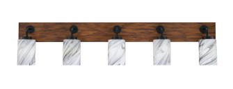 Oxbridge Five Light Bathroom Lighting in Matte Black & Painted Wood-look (200|1775-MBWG-3009)