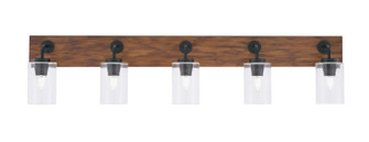 Oxbridge Five Light Bathroom Lighting in Matte Black & Painted Wood-look (200|1775-MBWG-300)