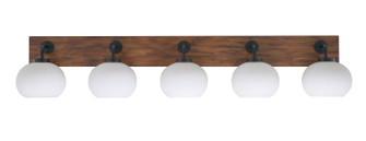 Oxbridge Five Light Bathroom Lighting in Matte Black & Painted Wood-look (200|1775-MBWG-212)