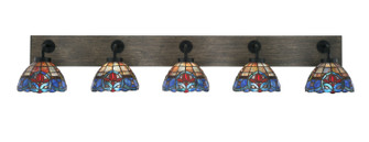 Oxbridge Five Light Bathroom Lighting in Matte Black & Painted Distressed Wood-look (200|1775-MBDW-9355)