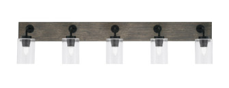 Oxbridge Five Light Bathroom Lighting in Matte Black & Painted Distressed Wood-look (200|1775-MBDW-300)