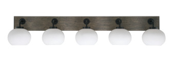 Oxbridge Five Light Bathroom Lighting in Matte Black & Painted Distressed Wood-look (200|1775-MBDW-212)