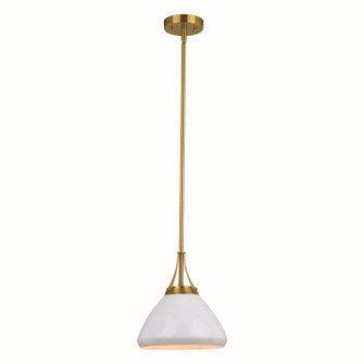 Dayna One Light Pendant in Satin Brass and Glossy White with Matte White (63|P0369)