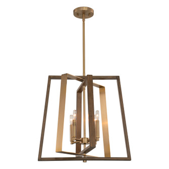 Dunning Four Light Pendant in Natural Brass and Burnished Chestnut (63|P0347)