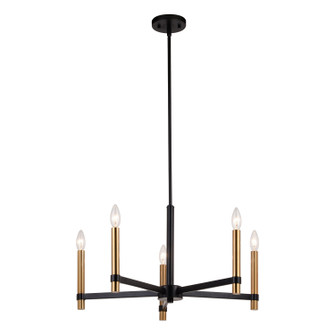 Damen Five Light Chandelier in Matte Black and Natural Brass (63|H0267)