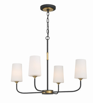 Niles Four Light Chandelier in Black Forged / Modern Gold (60|NIL-70014-BF-MG)