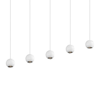 Hemisphere Five Light Linear Pendant in Textured White (69|7508.98)